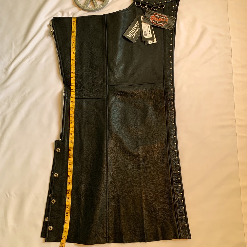 Black leather motorcycle chaps Papa’s OK NWT Size XXS